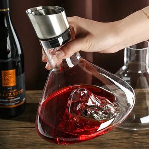 European Iceberg Waterfall Wine Decanter Creative Transparent LeadFree Crystal Glass Dispenser Barware Quick Decanters 240409