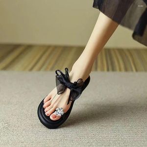 Pantofole Summer Women Bow Shoe Shoes Platform Flats Crystal comode Abito non slip Flip Flops Chaussurs Femme 2024