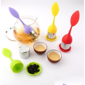 Coffee Tea Tools Creative Teapot Strainers Sile Spoon Infuser With Food Grade Leaves Shape Stainless Steel Infusers Strainer Filter Le Otbol