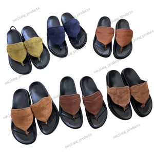 Sandali perizoma da donna Flip fluttuanti classici tacchi piatti pantofole Scivolare in pelle scamosciata con scarpe da spiaggia di muli in metallo da donna Slip su scarpa casual non slitta