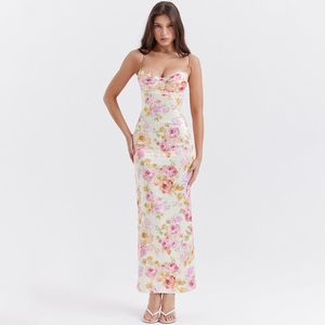 Dress Dress Pasek Seksowna bez pleców Split Split Style Style Floral dla kobiet