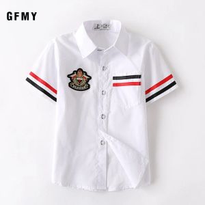 Shirts Summer Lapel Printed Boy TShirt Kid Clothing Gentleman Short Sleeved Shirt Boy Blouse Children Casual Sport Top 112Y