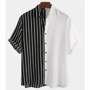 Camicie casual maschile 2024 Fashion Summer Striped Tops a maniche corte Colore abbinata 3D Abbigliamento oversize Hawaiian