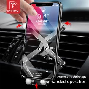 Stands OatsBasf Car Phone Holder Gravity Support GPS Air Vent Clip MOUNT för iPhone 13 12 Pro Max Xiaomi Redmi Samsung Mobiltelefonstativ