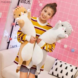 Dolls de pelúcia Long Body Cat Cushion Kitten Pillow Plush Toys recheado crianças desenho animado Animal Sofá macio Girl Birthday Presente de Natal de Natal2404