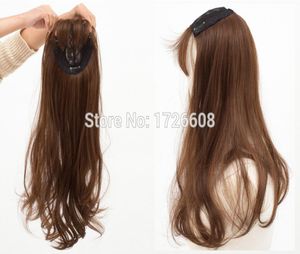 Topper Quality remy synthetic hair Clip in Toupee Women039s long hair toupee with neat fringe Lace hair closure 4063213