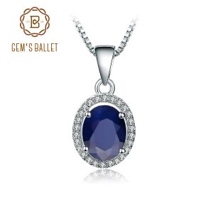 Halsband Gem's Ballet Natural Natural Blue Sapphire Real 585 14K 10K 18K Gold 925 Silver Pendant Necklace For Women Necklace Jewelry