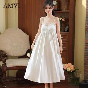 Women's Sleepwear Suspender Nightgown Women Pajamas Sexy Lace Cotton Homewear Female Solid Dresses Loose Backless Halter Night