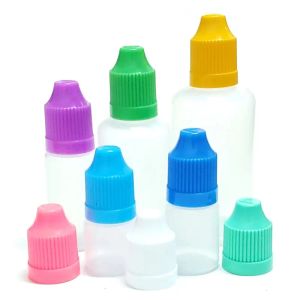 Bottiglie 100pcs bottiglia di gocce in plastica vuota 3 ml 5 ml 10 ml 20 ml 30 ml 50 ml 60 ml 100ml 120ml PE per la fiala per occhio con punta lunga