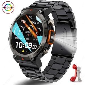 Military New Grade Men BT Call 1.45 AMOLED Full Touchscreen mit LED -Taschenlampe Outdoor Sports Water of Smartwatch