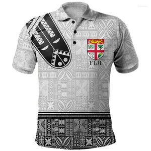 Men's Polos Fashion Fiji Flag Polynesian Graphic Polo Shirt For Men Kids 3d Print Short Sleeves Summer Button Tees Casual Lapel T-Shirt