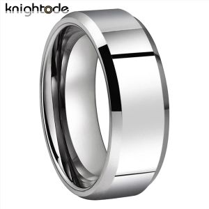 Bands 6mm 8mm Klassiker Tungsten Carbide Ehering für Männer Frauen Geburtstagsringe Geschenk flach polierter abgeschrägte Kanten Komfort Pass