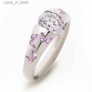 Bandringe kreative Frauen Fashion Butterfly Ring Silber Farbe Eingelegtes weißes Stein Engagement für Brauthochzeit Schmuck H240424