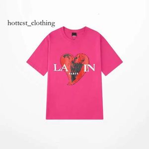 Lanvine koszulka marka T-shirty męskie designerskie luksusowe klasyczne t-koszulki liter klatki piersiowej drukowana koszulka High Street Tshirts bawełna luźne koszulki z kapturem 2296