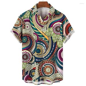 Herren lässige Hemden d muslimisch Print Hemd Vintage Blumenmuster Strand Party Bluse lose übergroße Straße Harajuku Tops Männliche Kleidung