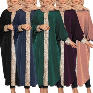 Etniska kläder Dubai Abaya Women paljetter Batwing Sleeve Loose Kaftan Maxi Dress Style Islamic Ramadan Arab Oversize Robe S-5XL