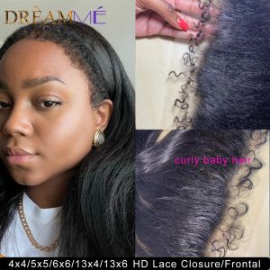 Wigs Curly Baby Hair 13x4 13x6 HD Lace Frontal Only Kinky Straight 4x4 5x5 6x6 Invisible HD Lace Closure Human Hair Remy Brazilian