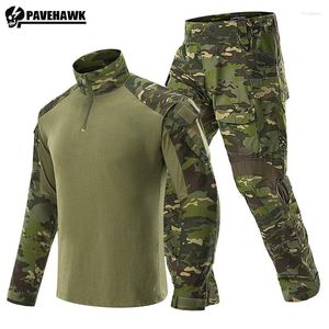 Men's Tracksuits G3 Conjunto de treinamento de camuflagem ao ar livre para homens vários bolsos táticos Tactical Hunting Suits Frog respirável resistente ao desgaste