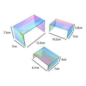 RACKS 3X ACRYLIC DISPLAY STAND RAINBOW RACK RACK RACK PLATA DE PLATA DE PLATA PARA BUFFETS Organizador de sapatos de varejo CoNUTERTOP