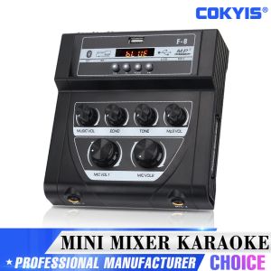 Aksesuarlar MF8 Mini Mikser Karaoke Audio Outdoor Mixer Stereo ECHO Çift Mikrofon Giriş Amplifikatörü BT Kayıt Efekt MP3