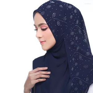 Ethnic Clothing Fashion Women Chiffon Scarf Leaf Diamond Crystal Hijab Shawls Wraps Muslim
