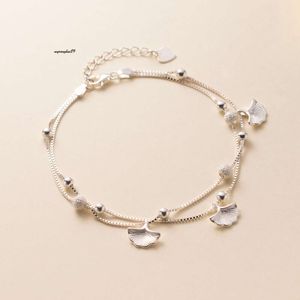 Bracciale Sister Sister Sailomoon Aloqi s sier tre vita albicocca ginkgo foglia leggera a doppio strato a doppio strato bracciale glassata perle glassata s5145