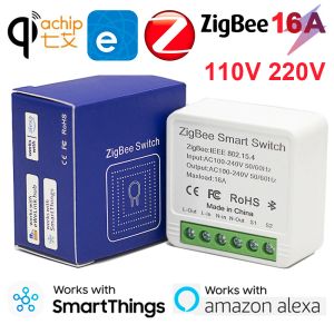 Управление Zigbee Mini Smart Wi -Fi Switch Беспроводные выключатели DIY Lights 16A Управление для дома работает с Ewelink SmartThings Alexa