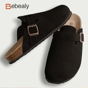 Sandals Bebealy Classic For Women Sandals Fashion Suede Cork Insole Mules Slippers Women Potato Adjustable Beach Flip flopsL2404