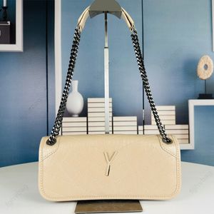 Äkta läderdesignväskor Lyxiga kvinnors handväskor Fashion Chain Axel väska Summer Baguette Bag Flap Underarm Bag Högkvalitativ Messenger Bag Oil-Waxed Leather