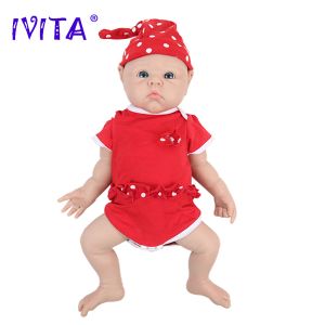 Dolls IVITA WG1525 18.5inch 3.29kg 100% Full Body Silicone Reborn Baby Doll Realistic Girl Dolls Soft Baby DIY Blank Children Toys