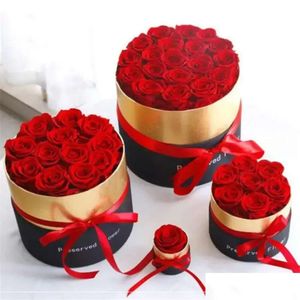 Eternal Decorative 2021 & Wreaths Rose in Box Preserved Real Flowers with Set Romantic Valentines Day Gifts the Best Mothers G Dhtqo Valentes Mors