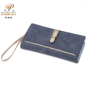 Wallets Brand Women Long With Wrist Strap PU Leather Female Purses Nubuck Vintage High Capacity Wallet Coin Purse