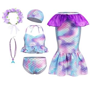 ملابس السباحة Jurebecia Mermaid Swimsuit for Girls Bikini Princess Mermaid Swimsuit Costum