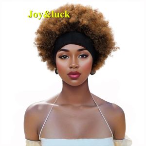 Wigs Synthetic Headband Wig Afro Kinky Curly Brown Wigs For Women Black Turban Link Natural Short Curly Hair