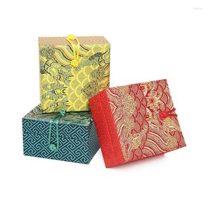 Smycken påsar vintage skiv spänne brokad låda ring armband litterär lek jade presentkollektion kinesisk stil i lager