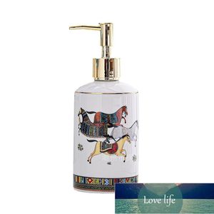 Simple Hotel Ceramic Hand Sanitizer Bottle High-Grade Golden Shower Gel Fire Extinguisher Bottles Pump Bottle Lotion Bottle European Cross-Border