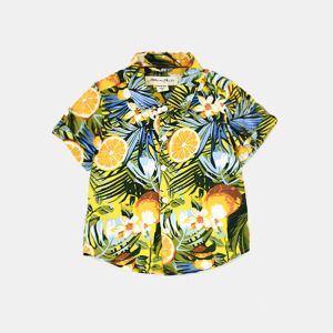 Skjortor tropisk casual pojke småbarn baby bomull strand blommor skjorta hawaiian kort ärm sommar barn pojkar kläder