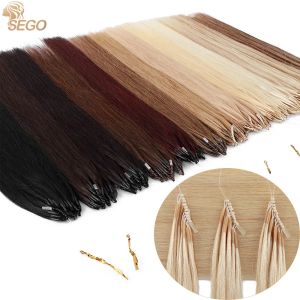 Extensions Sego 1G/Strand 50g Human Hair 8D Hair Extension Invisible Mini Silicon Micro Link Pärlor Nano Ring Natural Hair for Girls