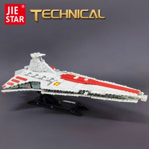 Bloco 67106 Jiestar Hightech Moc Venador Ataque Ataque Cruiser Fighter Destroyer Brick Modelo Técnico Construção Estrela Blocos Espaciais Brinquedos de navio