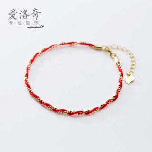 sailormoon sister bracelet designer Aloqi S Sier Bracelet Women's Red Rope Light Bead Naked Chain Wave Wrapping Design Handpiece S3381