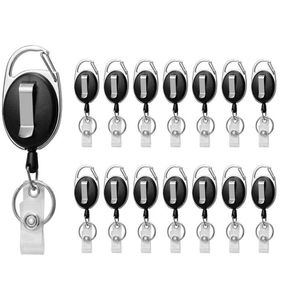Keychains Retition Reltge Telder Black Id Card Titular com pacote de toque de clipe de carretel de carabiner de 157058015