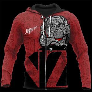 Herrtröjor tröjor 3D tryckt aotearoa Nya Zeeland My World Zip-up Hoodies Y2K Flagg Nytt i hoodies Sweatshirts Hoodies för män Pullover kläder 240424