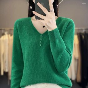 Frauenpullover 2024 Pullover Herbst/Winter Kaschmir V-Ausschnitt Stickpullover Mode Top