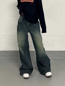 Dżinsy damskie houzhou vintage lunge dżinsy szerokie kobiety grunge duże amerykańskie retro dżinsowe spodnie Kowajne spodnie kowbojskie 240423