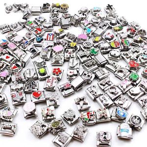 Perlen 20pcs kreatives Modul Armband Anhänger Herzblume Italienische Glieder Charm Fit 9mm Armband Edelstahl DIY Schmuck machen 240423