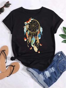 Frauen Fashion T-Shirt Mädchen Harajuku Grafik Tees Shirt Femme Dream Catcher Damen T-Shirt Kleider Tops 240424