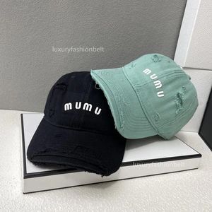 Top Caps Miui Top Tasarımcı Şapka Kadın Beyzbol Kapağı Erkek Yaz Güneş Retro Casquette Klasik Tide Delik Jean Kalite Kadın Bonnet