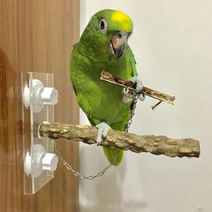 Toys Bird Parrot Wooden Standing Stick Rack Suction Cup Shower Perch Bar Rod Bathing Toy Perches Cage Accessories Pet Supply