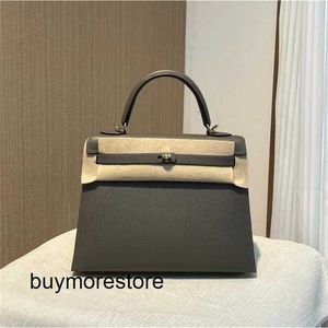 Designer Epsom Leather Handbag 7a äkta läder tenn silvervjh8