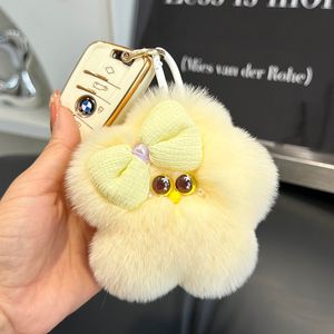 Real Genuine Rex Rabbit Fur Star Keychain Bag Charm Bag Accessories Phone Purse Pendant Kids Doll Toys Gift